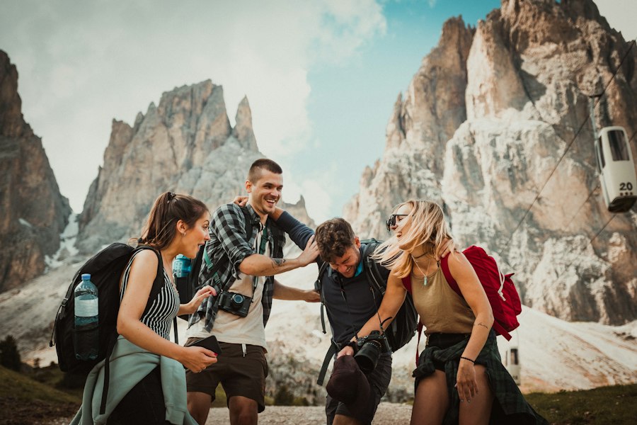 Friends enjoying a group trip